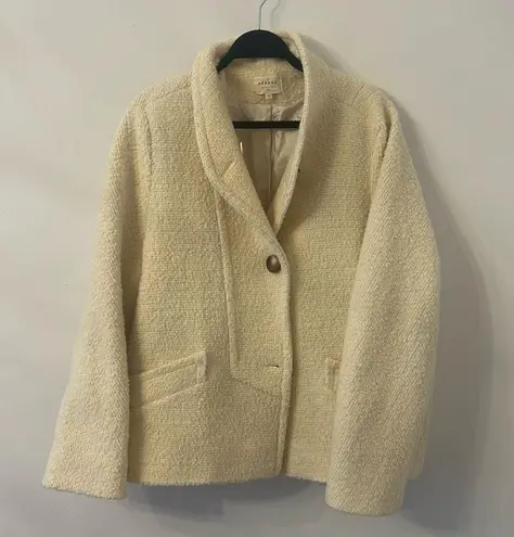 Sézane Women's Cream Long Sleeves Button Front Kalvin Wool Coat Size 42 US 10