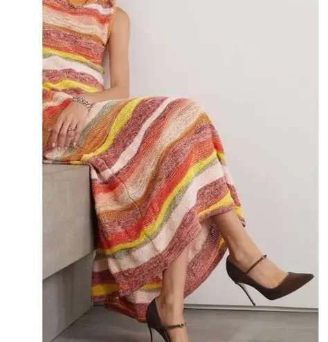 Ulla Johnson Gaia Wavy-Stripes A-Line Knit Maxi Dress in Agate size large L