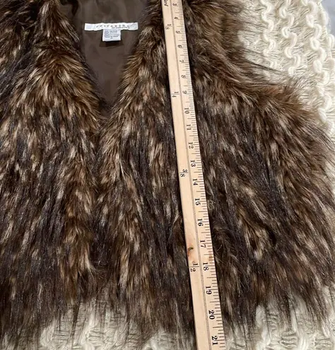 Shaggy faux fur vest animal print ski resort snow Brown Size M