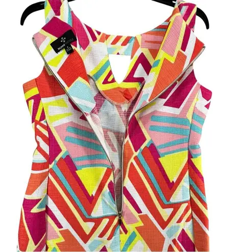 Ronni Nicole Sheath Dress Womens 6 Multicolor Geometric Sleeveless Mod Retro
