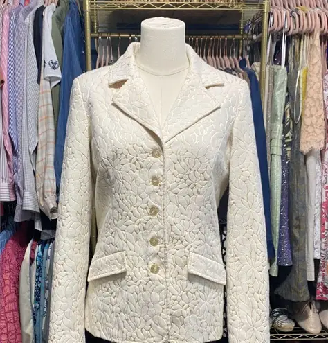 Dialogue The New Language Of Style Elegant White Floral Women's Jacket Blazer