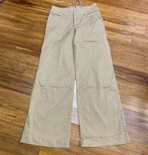 Cartonnier Khaki Wide Leg Sailor Pants Women's Size 2 Unique Lace Up Back Detail Tan