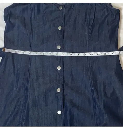 Tea & Cup Ring Strap Button Front Side Tie Belt Denim Mini Jean Dress Medium