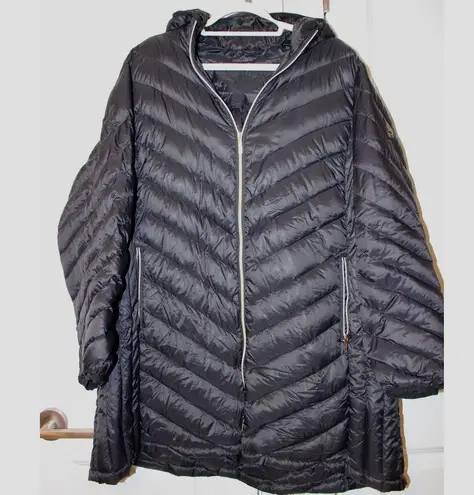 MICHAEL KORS Black Packable Chevron Quilted Down Winter Jacket | 2X