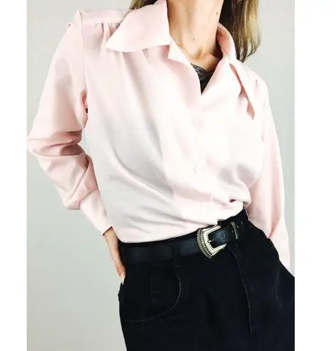 Vintage Sheer Pleated Blouse in Light Pink | Size L Size L