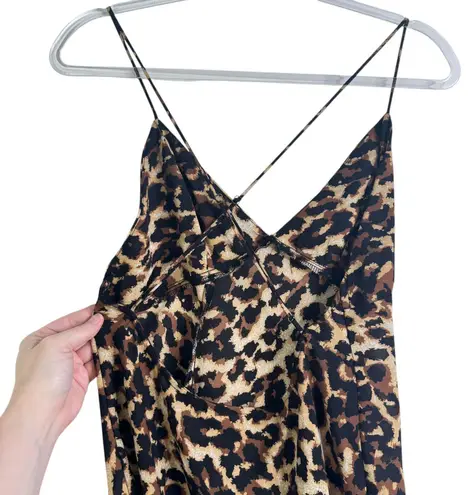 Endless Summer Harper Slip Dress Midi Leopard Open Back Slit Semi