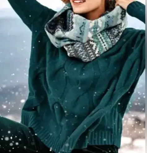 J. Jill Size M Chenille Teal Peacock Chunky Cable Knit Sweater Pullover Knit Top Green Size M