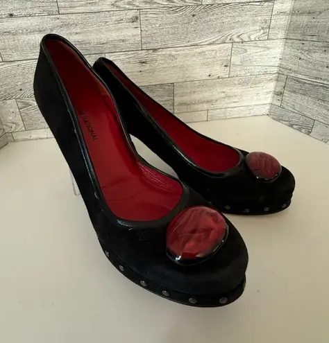 C'N'C Costume National Leather Heeled platform Pump Shoes 7.5 Black