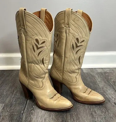 Dan Post Vintage cream brown heeled cowboy cowgirl boots - 7 N ($250)