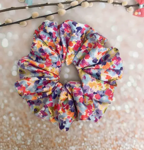 Jumbo Scrunchie Oversized Scrunchie Xxl Scrunchie Rainbow Ditsy Floral Print Multiple