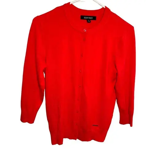 Ellen Tracy Cardigan Sweater Red Pink