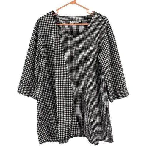 Habitat Tunic Top Small Lagenlook Art To Wear Artsy Gingham Mixed Checks Funky