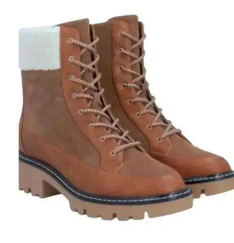 New MSRP $115 Violet & Red Womens Alexa Leather Lace Up Bootie Womens Sz 7.5 Brown