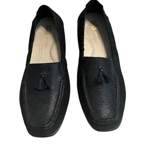 SAS Hope Slip On Loafer Women's Size 9.5 Tassel Onyx Black Leather Comfort NWOT