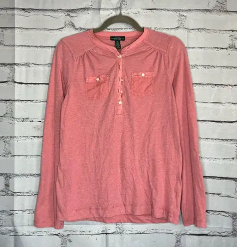 Lauren Ralph Lauren Coral Pink Button Blouse Longsleeve S Y2K Preppy Slim Fit