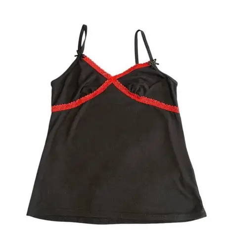 Love to Sleep Pajama Set 2 Piece Womens Size Medium Black Red Cami Capri Bottoms