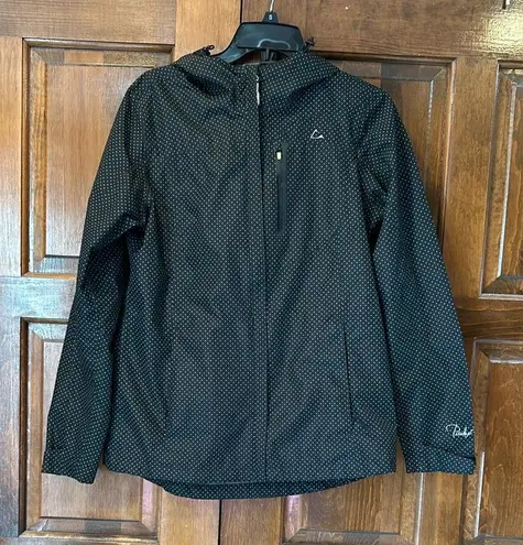 Women's Paradox Hooded Black Polka Dot Rain Jacket Waterproof Size Small Coat