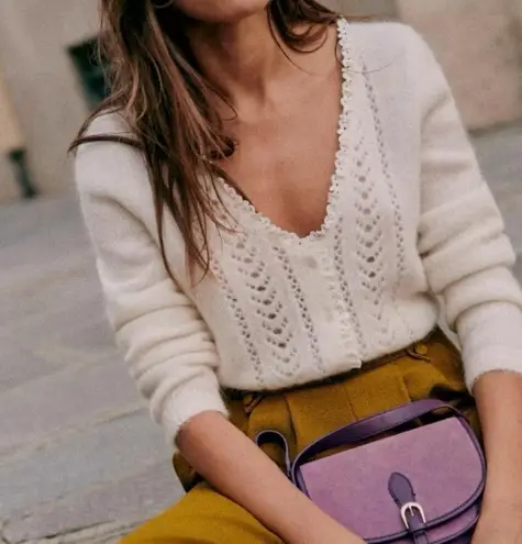 Sézane Maryam Wool-Blend Knit Cardigan, Ecru, Small