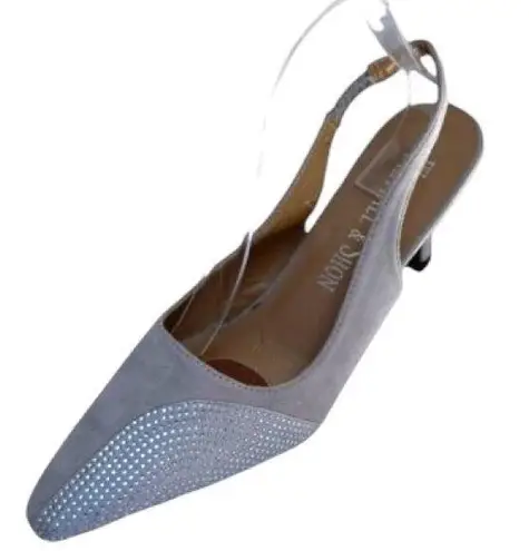 Whittall & Shon Women Rhinestone Halt Moon Slingback Sandals Buckle Size 10 New Silver