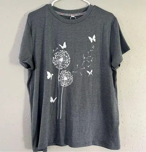 Wish NWOT Grey Butterfly Flower  Comfy Casual Short-Sleeve T-Shirt Tee XL