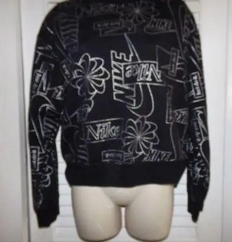 Nike Vintage  black/silver all over print sweatshirt XS Preowned c1994