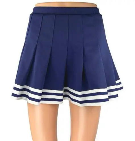 Cheerleading.com Women's Navy Blue White Stripes Pleated A Line Mini Skirt Sz XS