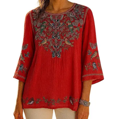 Johnny Was Farfalla extremely heavily embroidered blouse NWT RARE