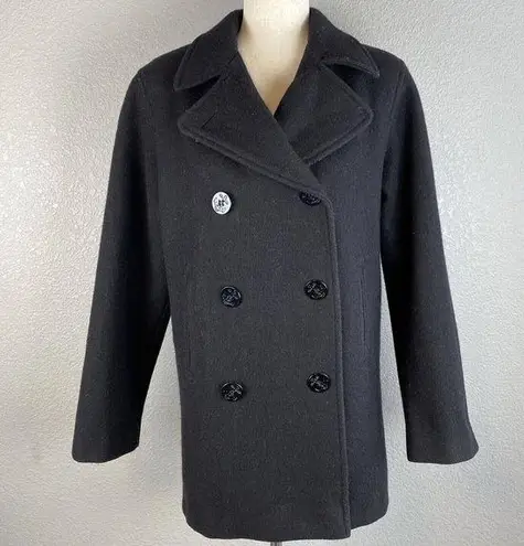 Marvin Richards Vintage Womens Peacoat 6 Black Wool Anchor Buttons Made in USA