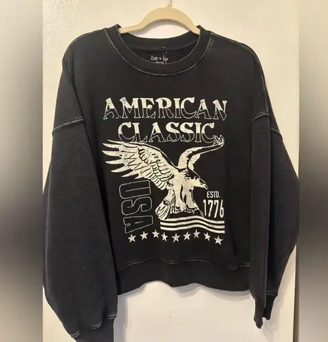 Zoe & Liv 🎸 Black American Classic Sweatshirt size L 🎸