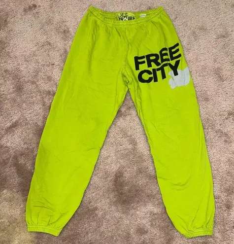 FreeCity Preppy Green Sweatpants Bird Logo Cotton French Terry Hopper Green