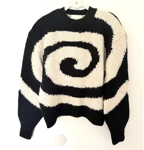 Paloma Wool Twister Black Off White Swirl Soft Square Fit Artsy Knit Sweater M Size M