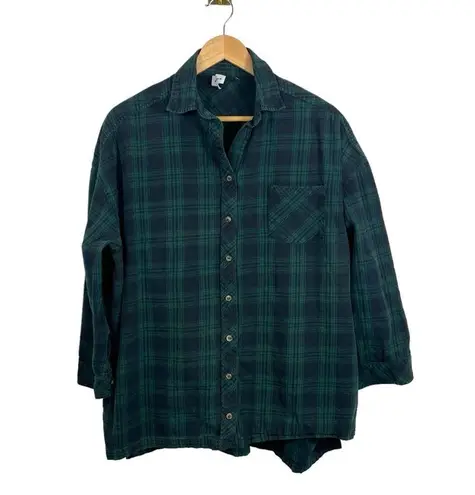 superdown  Audriana Oversized Plaid Flannel Top in Green/Blue Size M