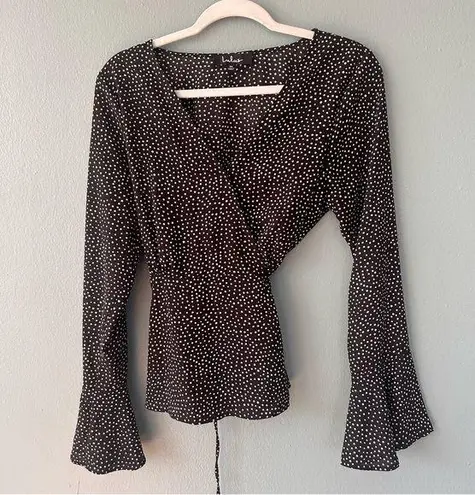 Lulus  Polka Dot Wrap Blouse with bell sleeves thumbnail 1
