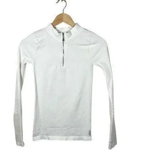 Free People Movement Slay Ribbed Quarter Zip Bodycon Top in White Size M/L