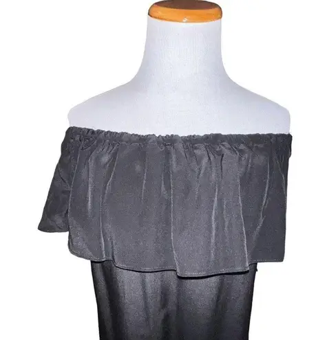 Yumi Kim Silk Ruffle Black Off The Shoulder Dress Style DR-9826 Women Size Small