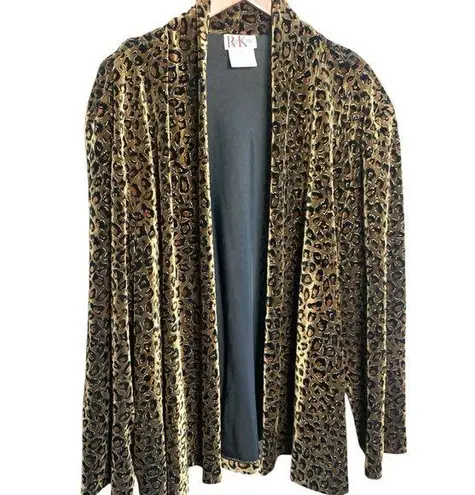 R & K Gold Blazer with Leopard Print and Shawl Collar