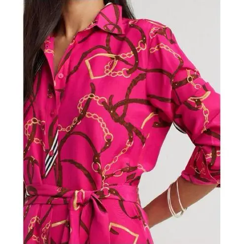 Lauren Ralph Lauren Equestrian Bridle Print 100% Silk Dress Size 12
