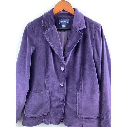 Denim & Co. Purple Corduroy Blazer XS 100% Cotton Shell