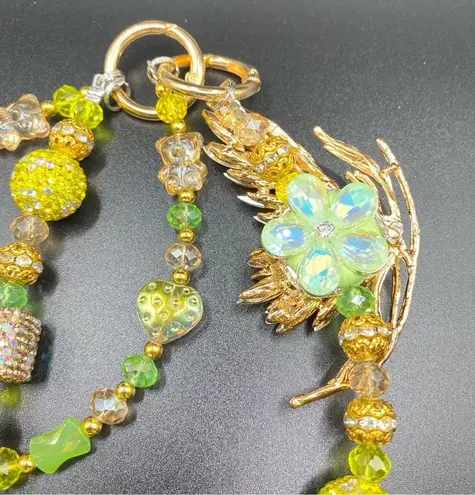 Handmade 💚💛Luxury Bag Charm / Phone Chain /Keychain Colorful Rhinestone Crystal Butterfly