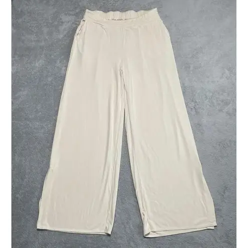 Aday Pants Large Cream Soft Drape Flowy Capsule Travel Comfy Casual Classic