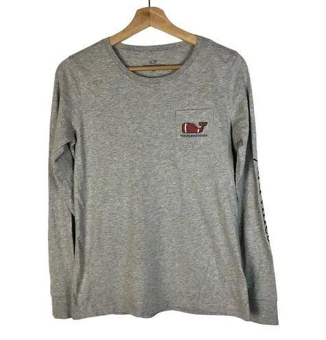 Vineyard Vines  Gray Football Whale Long Sleeve T-Shirt XS