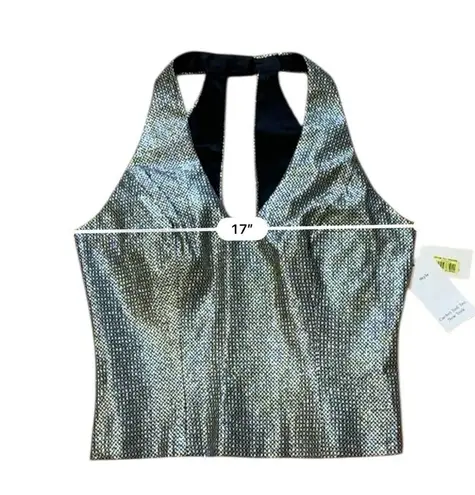 VTG Y2K Cachet Tailored Black Silver & Black Checkered Halter Top Size 6 NWT