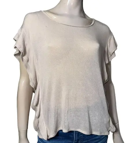 IRO  Women’s Size S Beige Tan Dalia Ruffled Sides Jersey Shirt Top