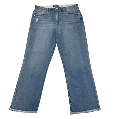 Democracy High Rise Slim Straight Fray Hem Ankle Jeans NWOT Medium Wash Size 14