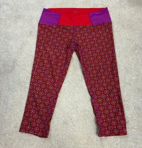 prAna Rai Swim Tights Leggings Red Purple Geometric Mandala Size M
