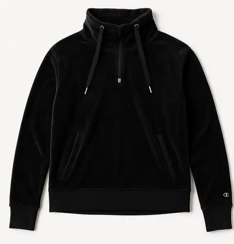 C9 Champion Champion C9 Black Velour Funnel Neck Quarter Zip Pullover | Cozy Athleisure