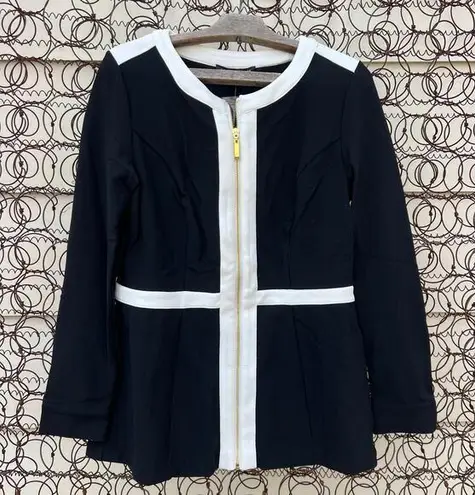 Boston Proper Beyond Travel Color Block PaneledBlack White Jacket NWT SMALL