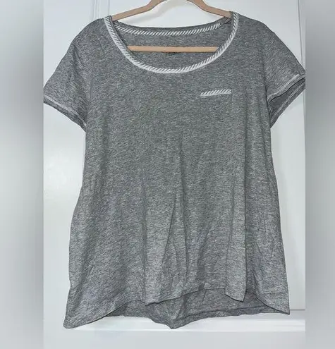 Carole Hochman 100% Cotton Natural Fiber Gray Short Sleeve Top Small Pocket Sz L