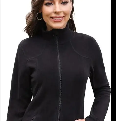 Exertek Fleece Zip Up Lightweight Fuzzy Sherpa Jacket Black Small