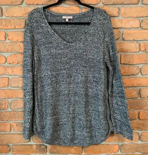 Banana Republic  Gray Marled Knit Sweater with Side Zippers Long Sleeve Size L